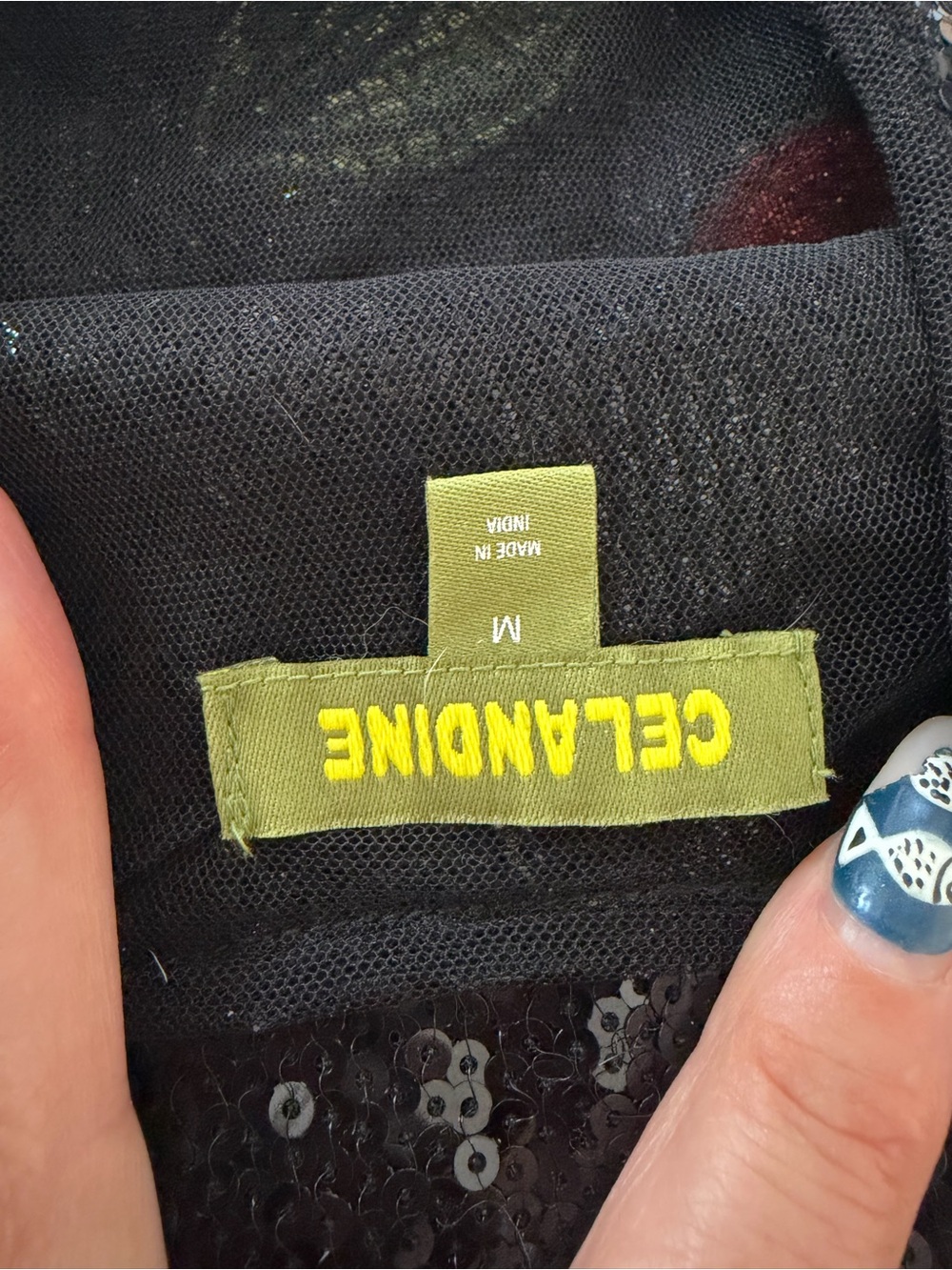 Anthropologie Black Sequin Mini Dress with Fruit Embellishment - Picture 4 of 5